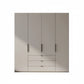 Amelia 200cm 4 Door Combi Wardrobe with Glass Doors and Drawers in Pebble Grey - Front View