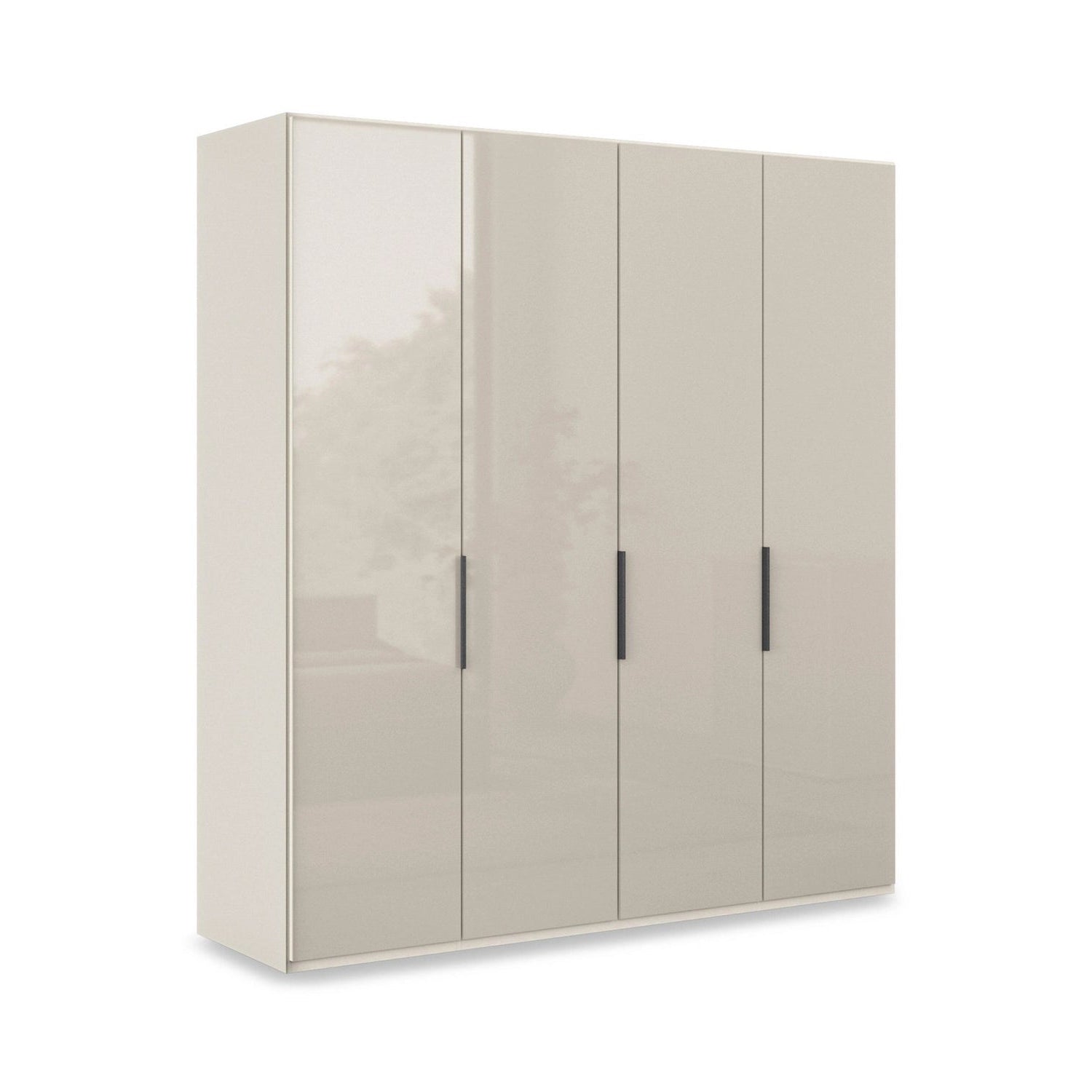 Amara 200cm 4 Door Hinged Wardrobe with Glass Doors - Champagne