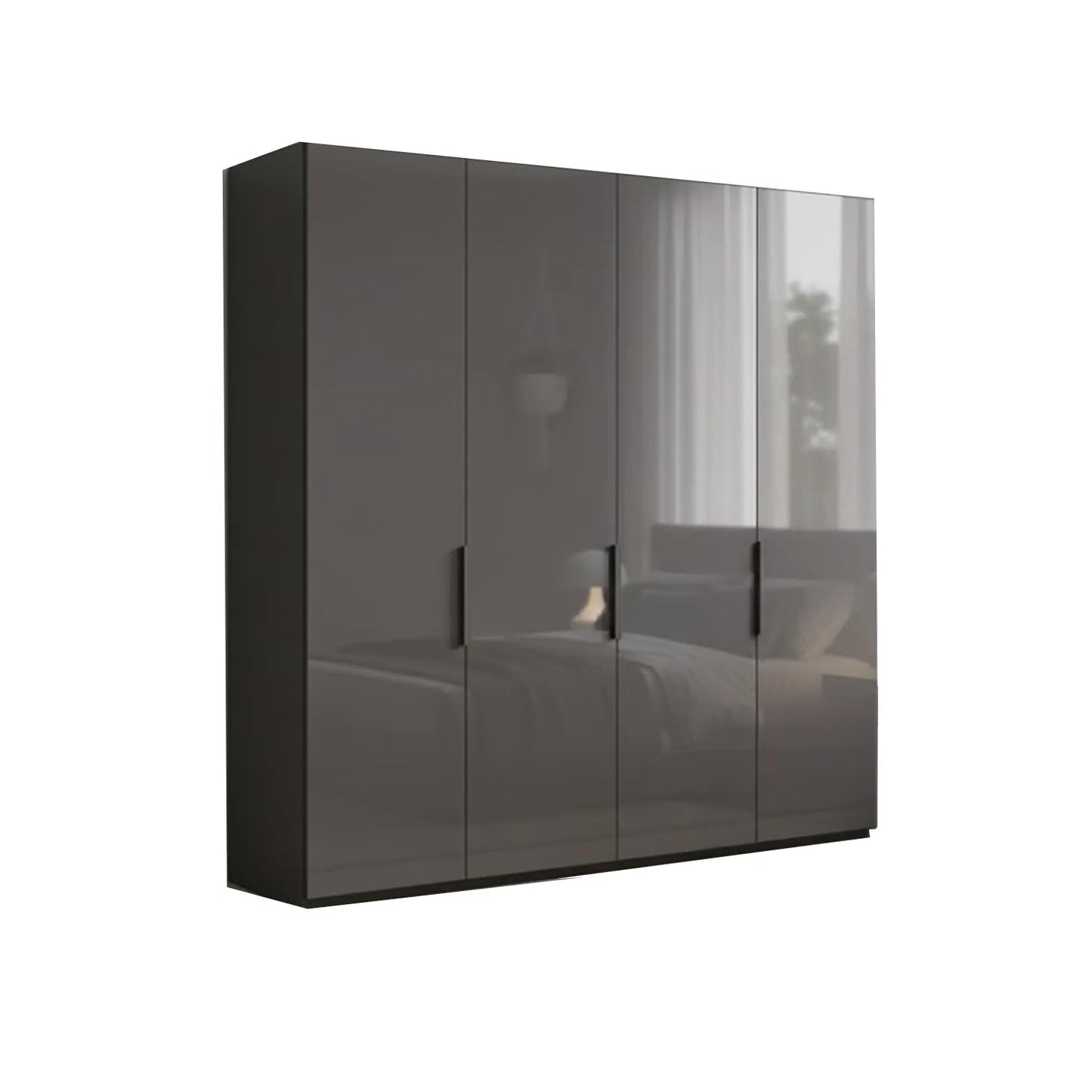 Amelia 200cm 4 Door Hinged Wardrobe with Glass Doors - Lava 
