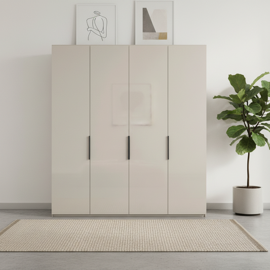Amelia 200cm 4 Door Hinged Wardrobe with Glass Doors