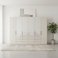 Amelia 250cm 6 Door Bifold Combi Wardrobe with 4 Mirror Doors, 2 Glass Doors and 6 Glass Drawers