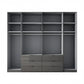 Amelia 250cm 6 Door Bifold Combi Wardrobe with Glass Doors and Drawers - Interior View