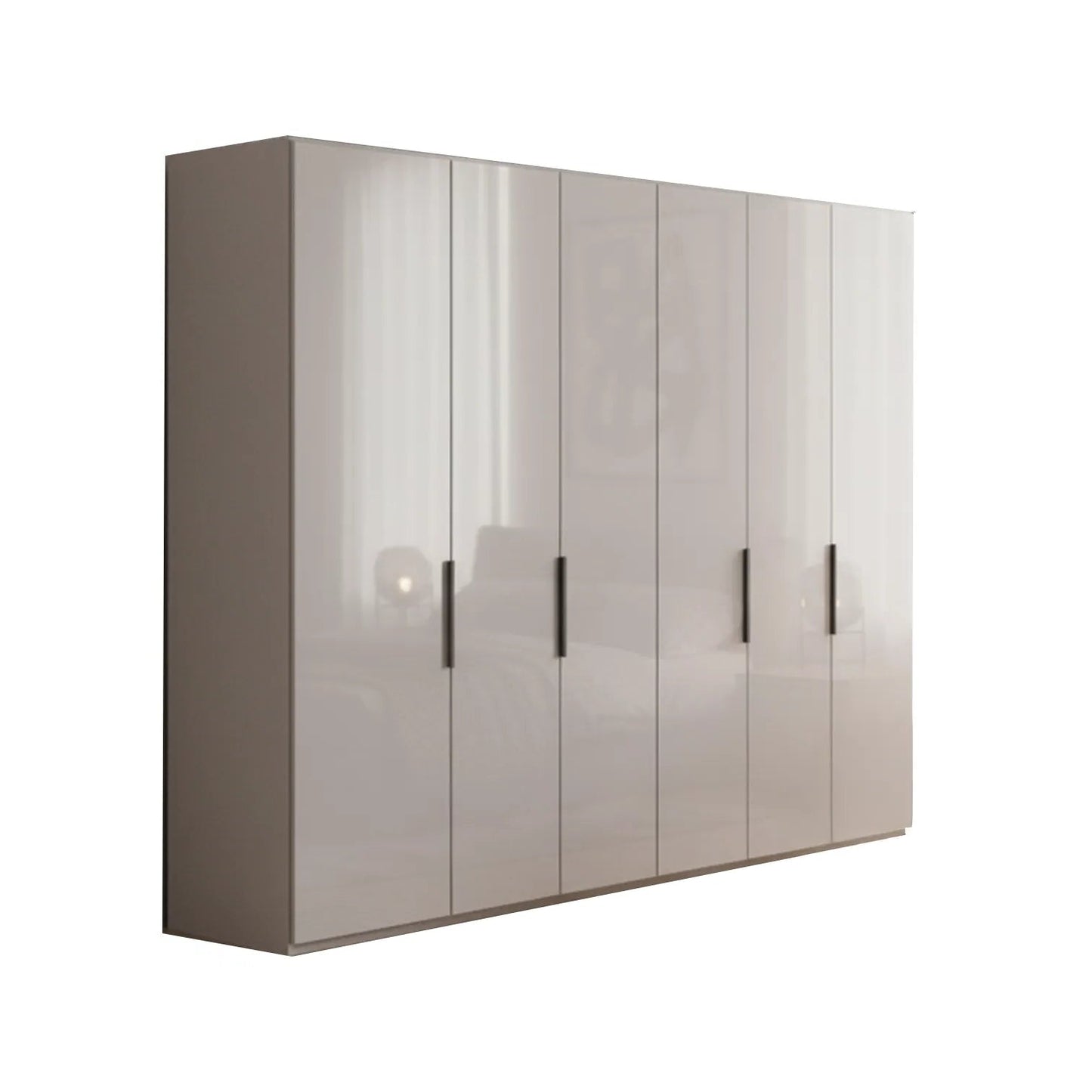 Amelia 250cm 6 Door Bifold Wardrobe with Glass Doors in Pebble Grey