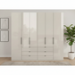 Amelia 300cm 6 Door Bifold Combi Wardrobe with Glass Doors and Drawers