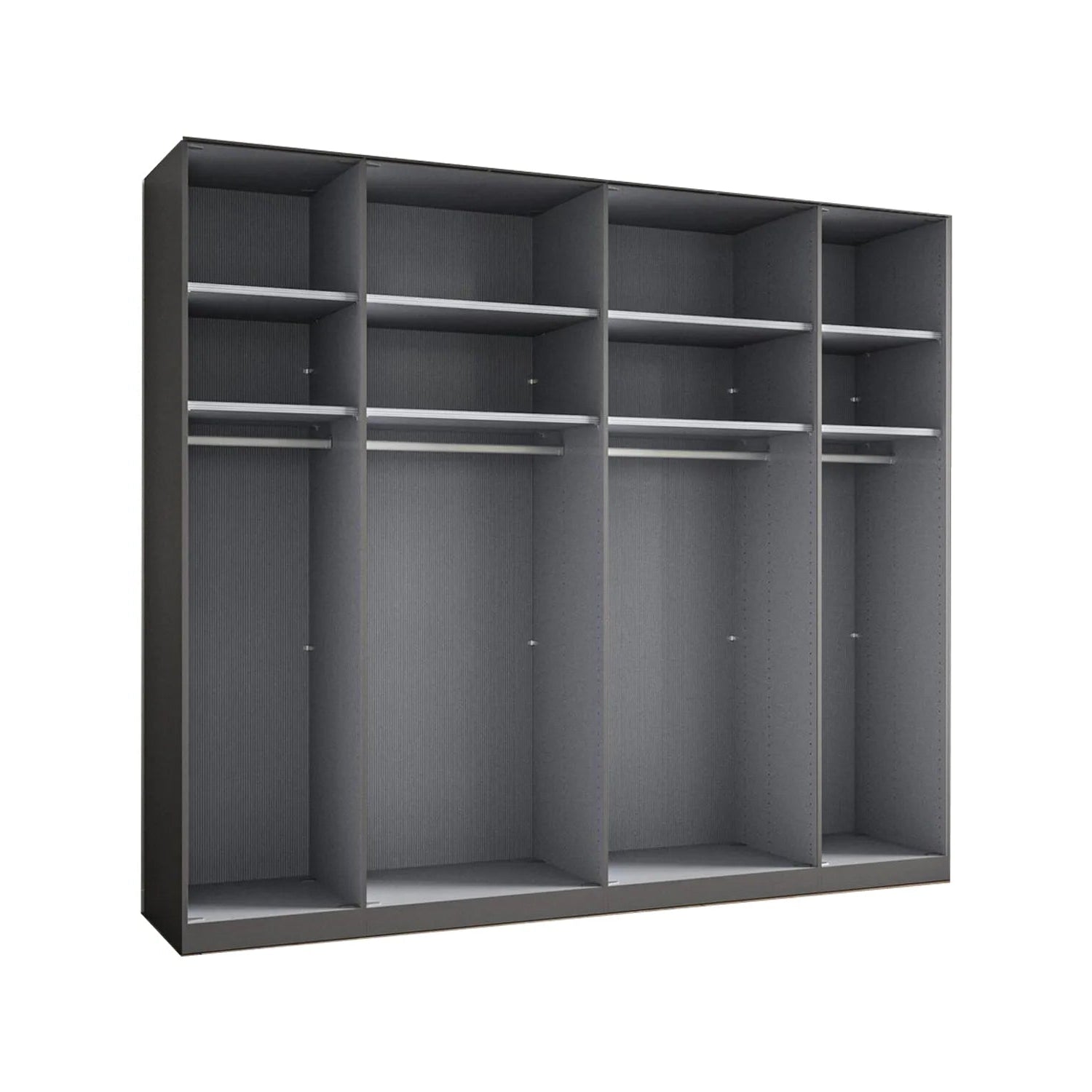 Amara 300cm 6 Door Bifold Wardrobe with 2 Glass Doors and 4 Mirror Doors - Interior View