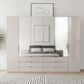 Amelia 300cm 6 Door Combi Wardrobe with 4 Mirror Doors, 2 Glass Doors and 6 Glass Drawers