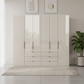 Amelia 300cm 6 Door Combi Wardrobe with Glass Doors and Drawers