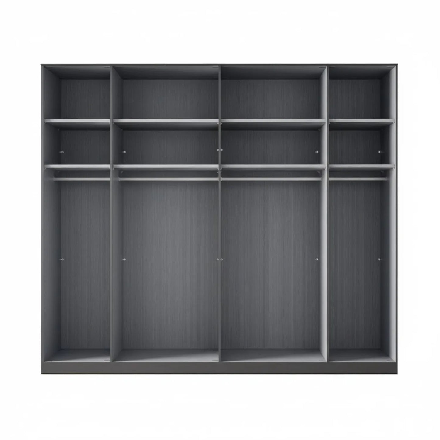 Amelia 300cm 6 Door Hinged Wardrobe with Glass Doors - Interior View