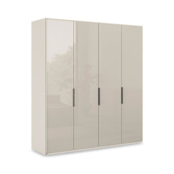 Amara 200cm 4 Door Hinged Wardrobe with Glass Doors - Champagne