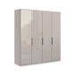 Amelia 200cm 4 Door Hinged Wardrobe with Glass Doors - Pebble Grey