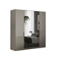 Amelia 200cm 4 Door Hinged Wardrobe with 2 Glass Doors and 2 Mirror Doors - Champagne