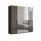 Amelia 200cm 4 Door Hinged Wardrobe with 2 Glass Doors and 2 Mirror Doors -  Lava 