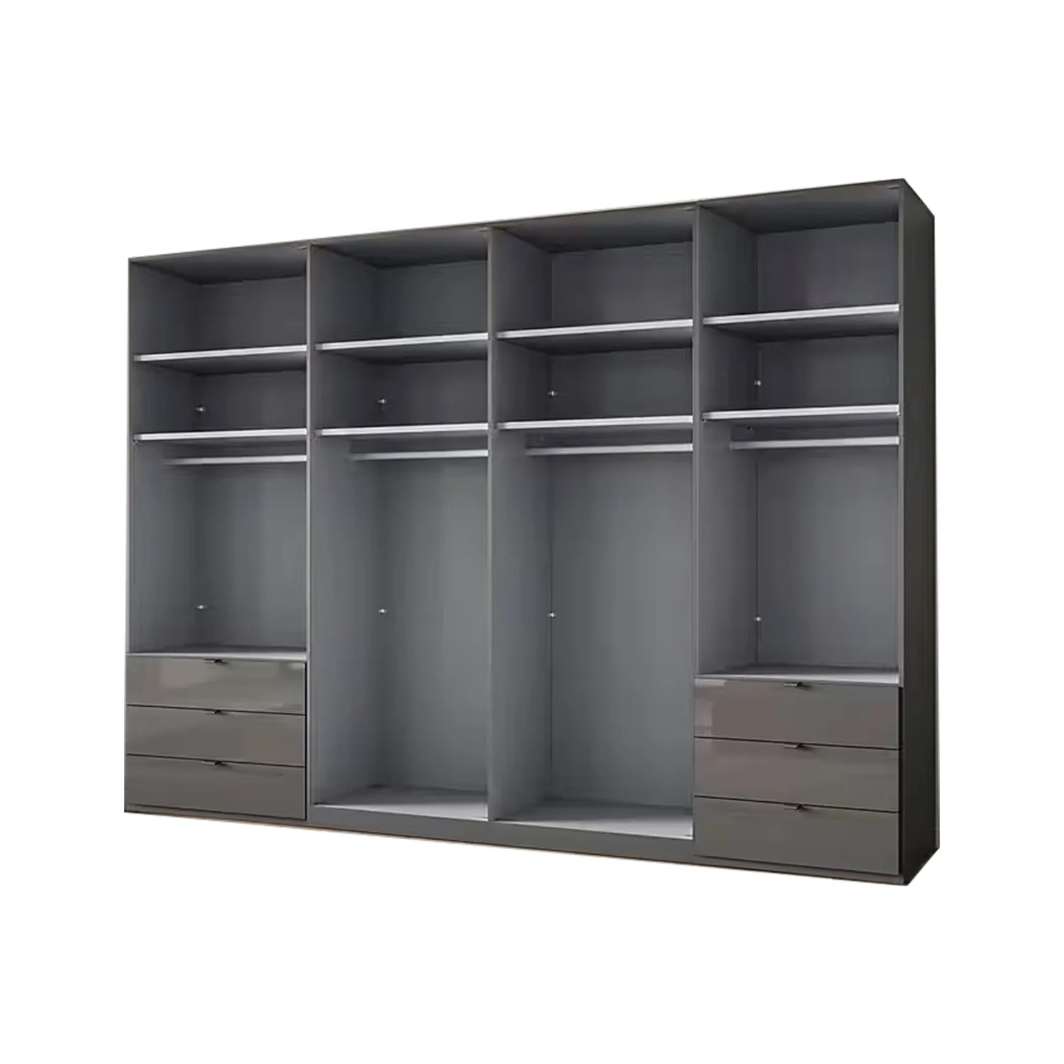 Amelia Folding 8 Doors Wardrobe With Drawers 300 cm - Interior View