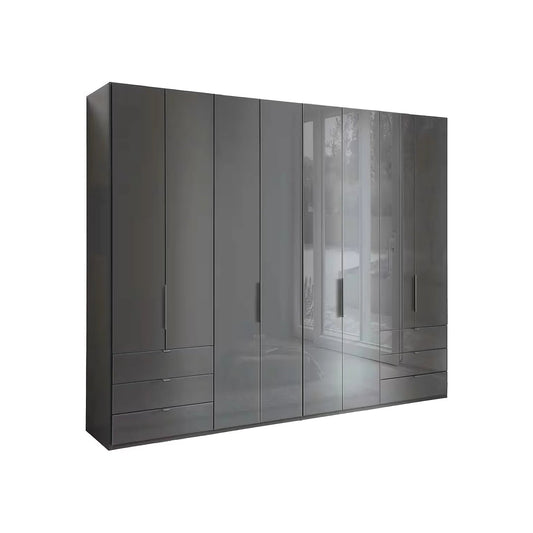 Amelia Folding 8 Doors Wardrobe With Drawers 300 cm in Lava