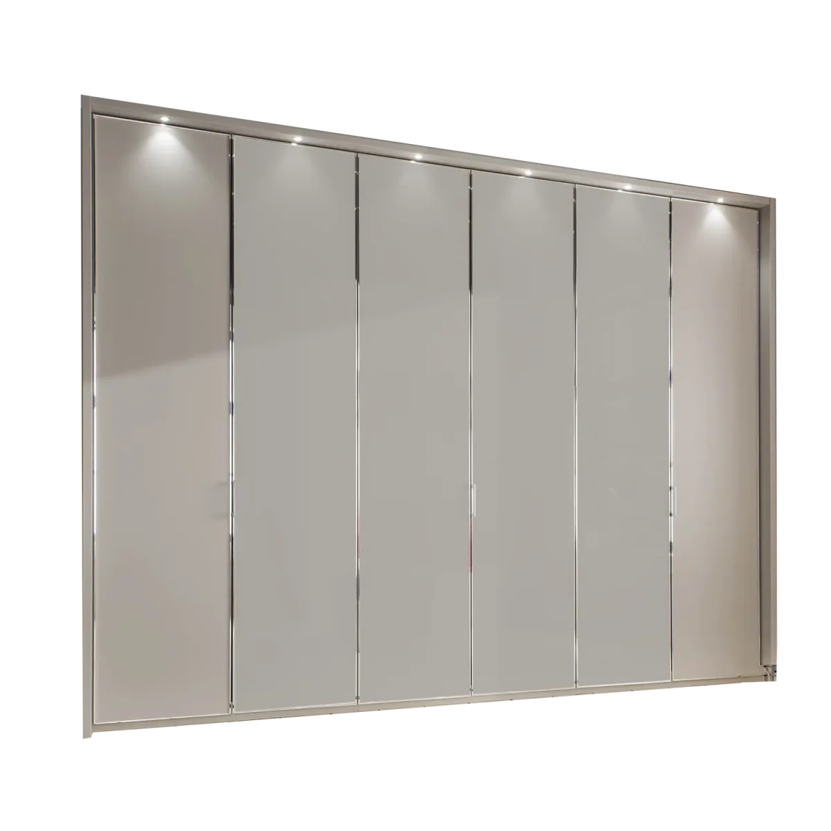 Apollo Pebble Grey and Mirror Large 6 Door Wardrobe - 300cm 