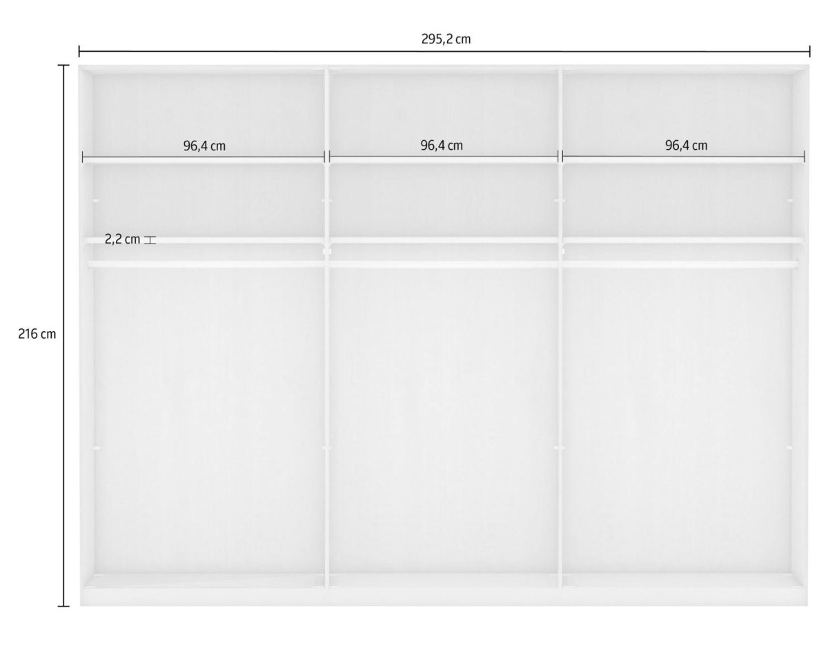 Apollo Pebble Grey and Mirror Large 6 Door Wardrobe - 300cm 