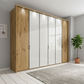 Apollo Bianco Oak and White Large 6 Door Wardrobe styled in a room