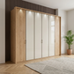 Apollo Champagne and Mirror Large 6 Door Wardrobe styled in a room