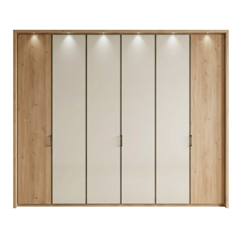 Apollo Champagne and Mirror Large 6 Door Wardrobe front view