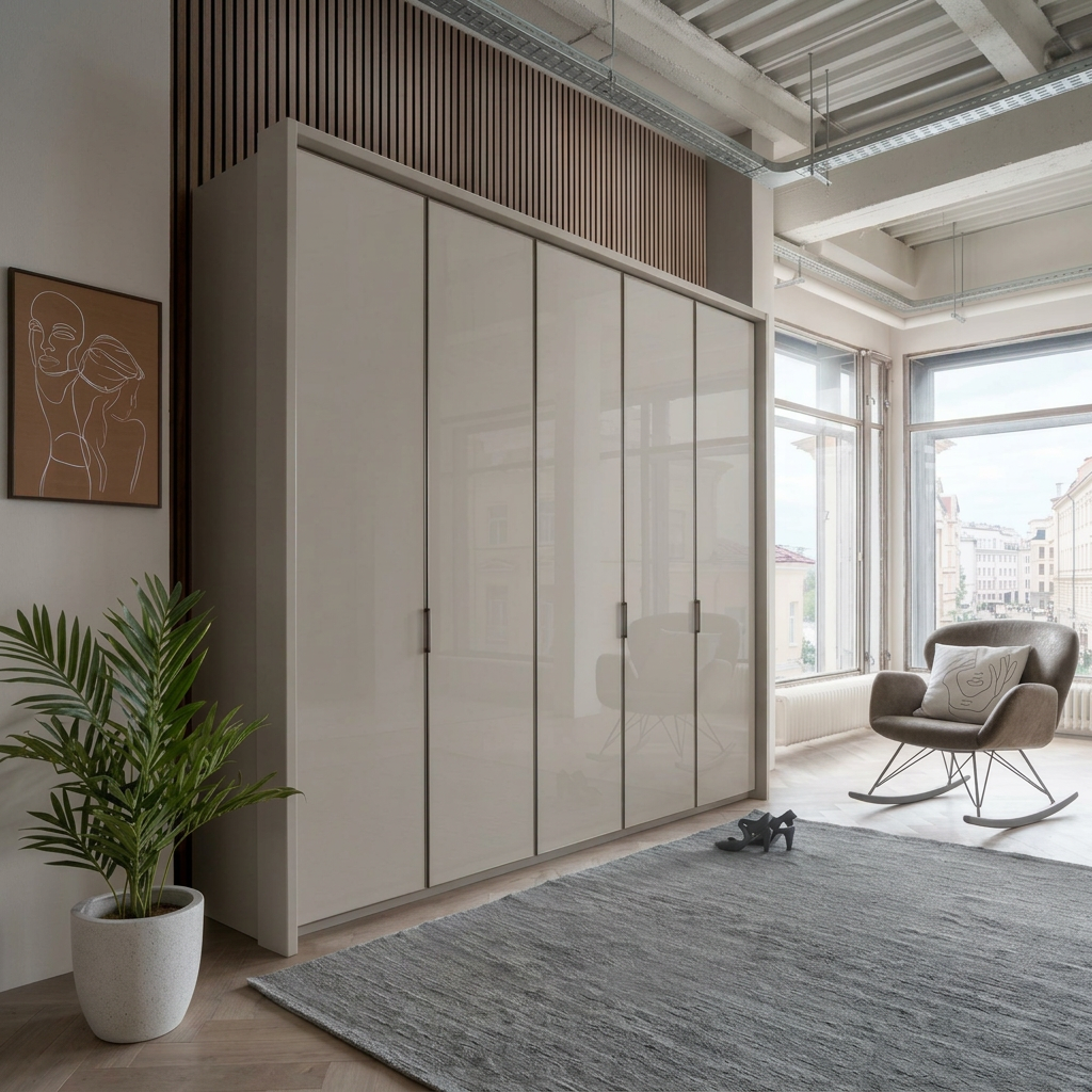 Apollo Pebble Grey 5 Door Wardrobe with Passepartout Frame