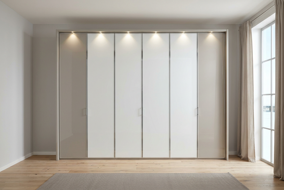 Apollo Pebble Grey and White Large 6 Door Wardrobe front view