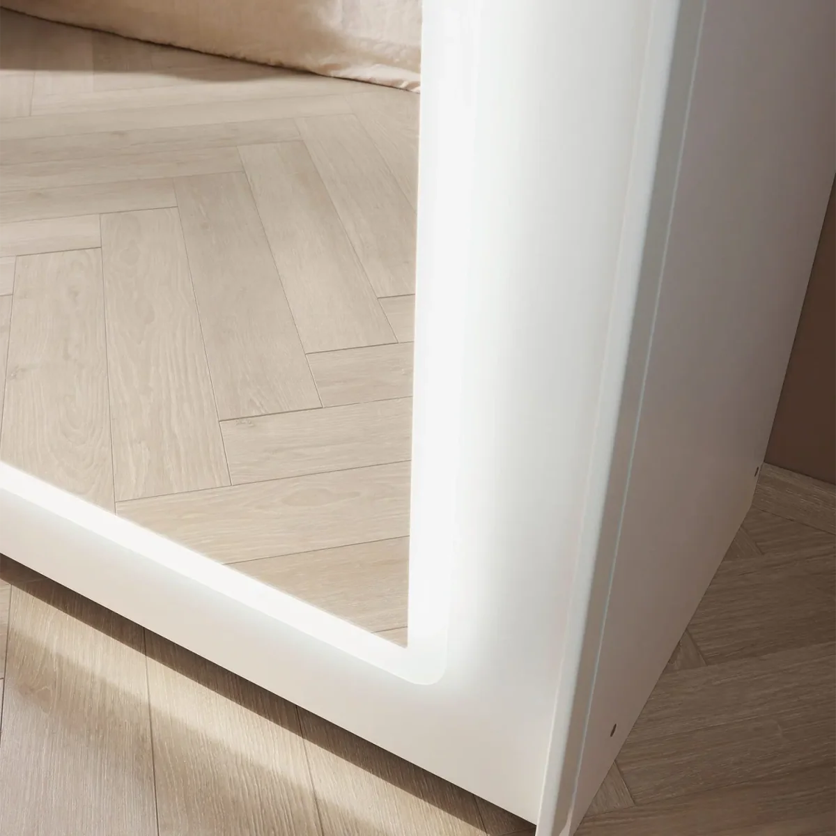 Arezzo Alpine White 3 Door Sliding Wardrobe With Integrated LED Lighting - Light Close Up