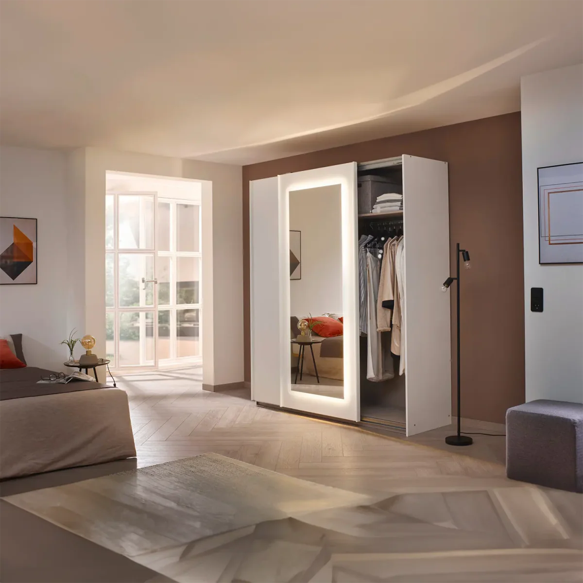 Arezzo Sliding Wardrobe With integrated LED Lighting - Home Of Wardrobes