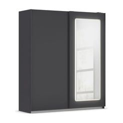 Arezzo Graphite 2 Door Sliding Wardrobe With Integrated LED Lighting