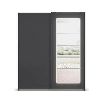 Arezzo Graphite 2 Door Sliding Wardrobe With Integrated LED Lighting - Front view