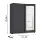 Arezzo Graphite 2 Door Sliding Wardrobe With Integrated LED Lighting - Dimensions