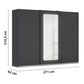 Arezzo Graphite 3 Door Sliding Wardrobe With Integrated LED Lighting - Dimensions