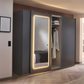 Arezzo Graphite 3 Door Sliding Wardrobe With Integrated LED Lighting - Styled in a Bedroom