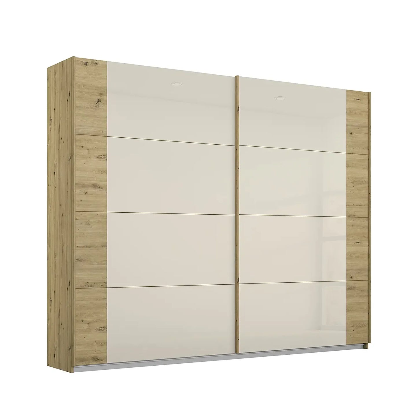 Artemis Oak & Champagne Glass 2 Door Sliding Wardrobe - Pendle Village Furniture