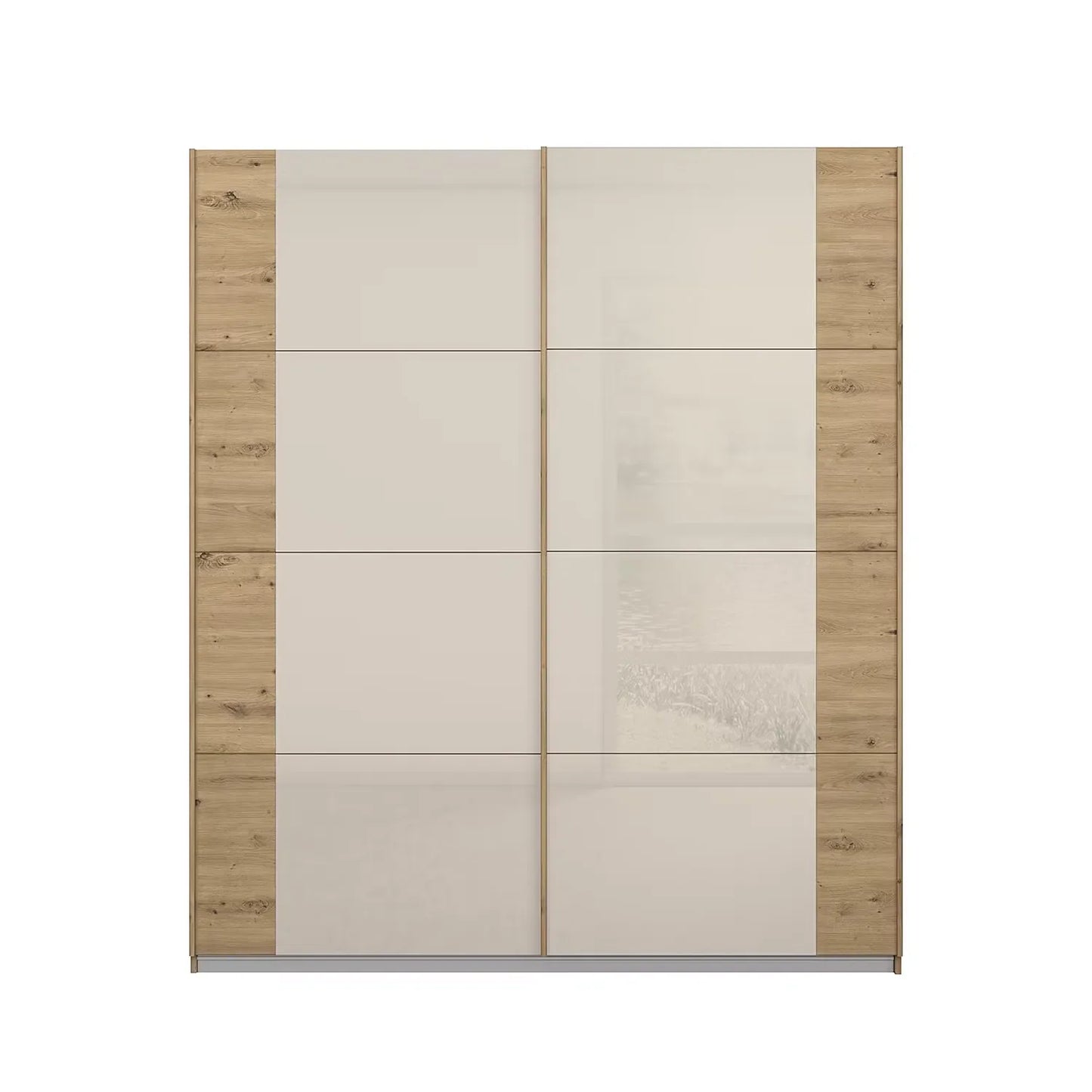 Artemis Oak & Champagne Glass 2 Door Sliding Wardrobe - Pendle Village Furniture