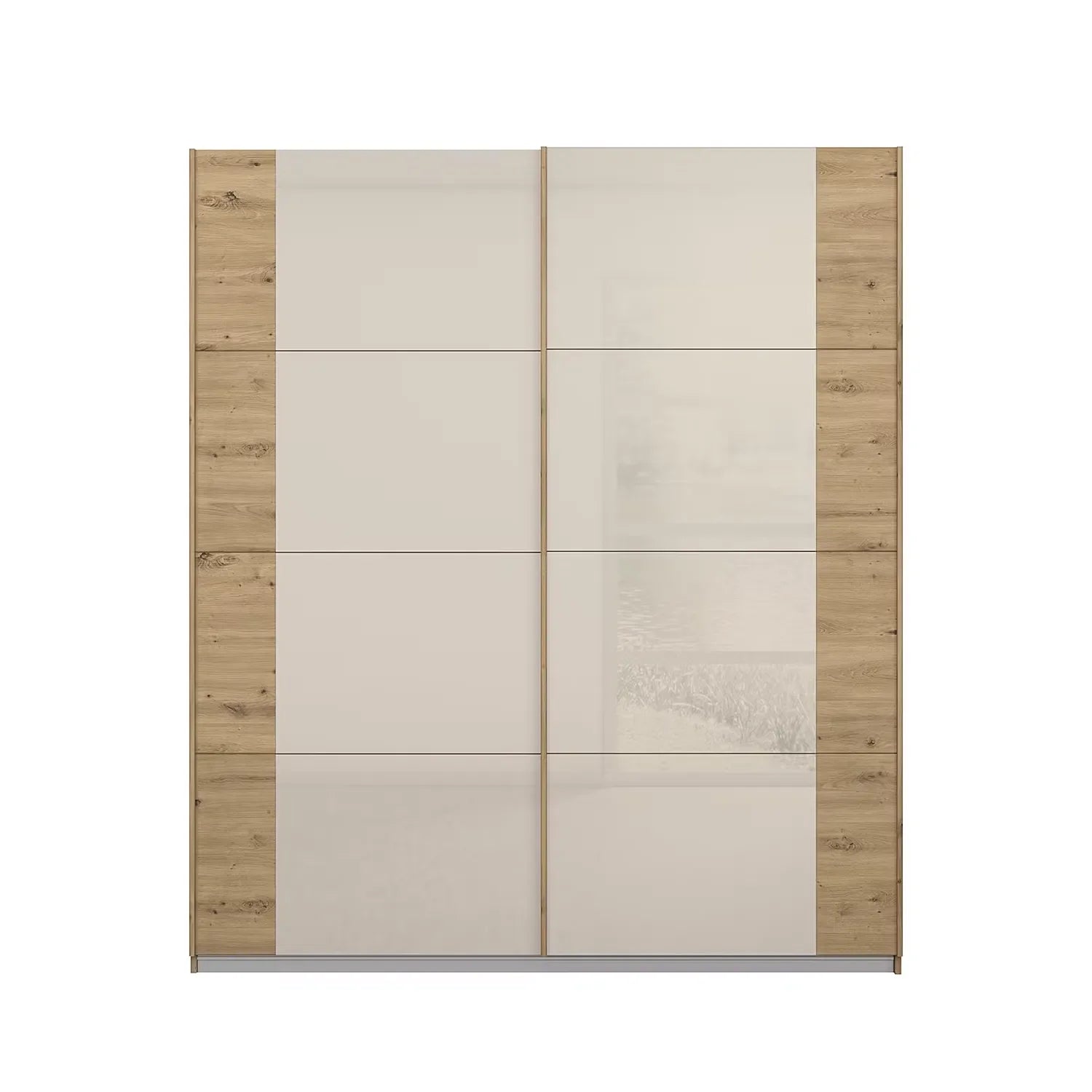 Artemis Oak & Champagne Glass 2 Door Sliding Wardrobe - Pendle Village Furniture