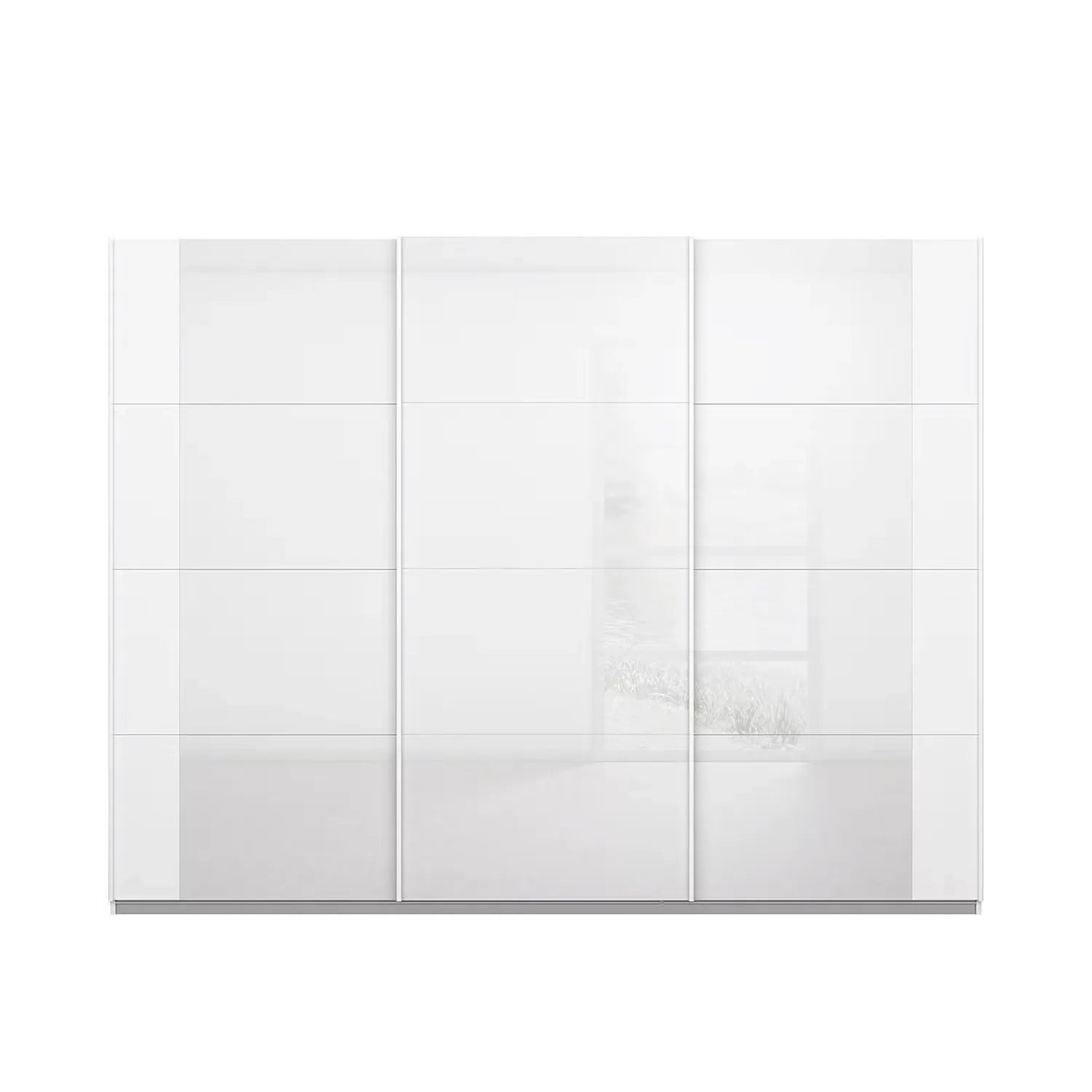 Rauch Artemis White and Champagne Glass Front 3 Door Sliding Wardrobe - Home of Wardrobes