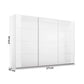Rauch Artemis White wardrobe with sliding doors and dimensions on a white background