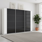 Rauch Artemis White and Basalt Glass Front Large 3 Door Sliding Wardrobe 