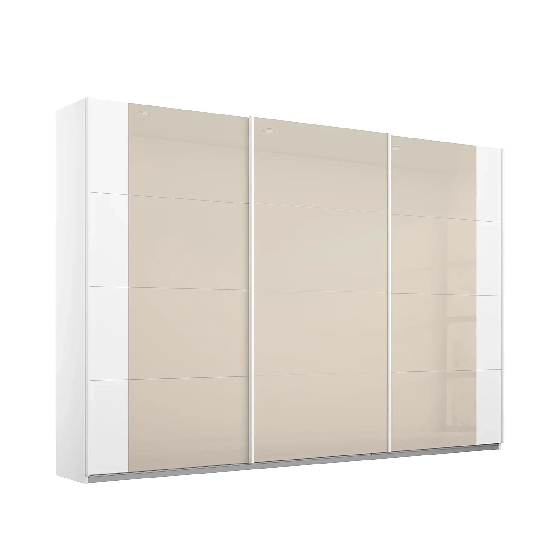 Rauch Artemis White and Champagne Glass Front 3 Door Sliding Wardrobe 