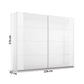 Rauch Artemis 226cm White wardrobe with sliding doors and dimensions on a white background