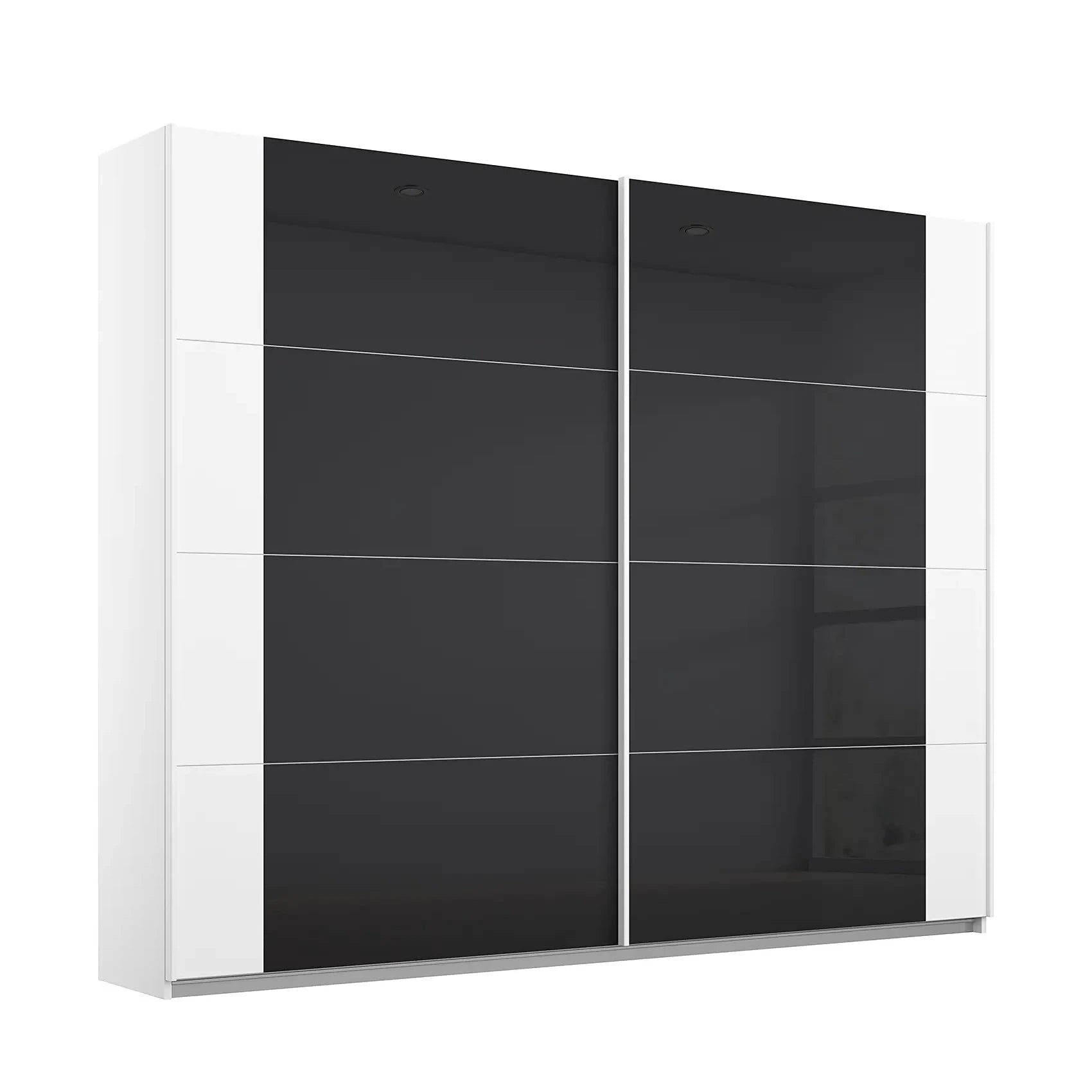 Rauch White and Black Combination Sliding Door Wardrobe Artemis