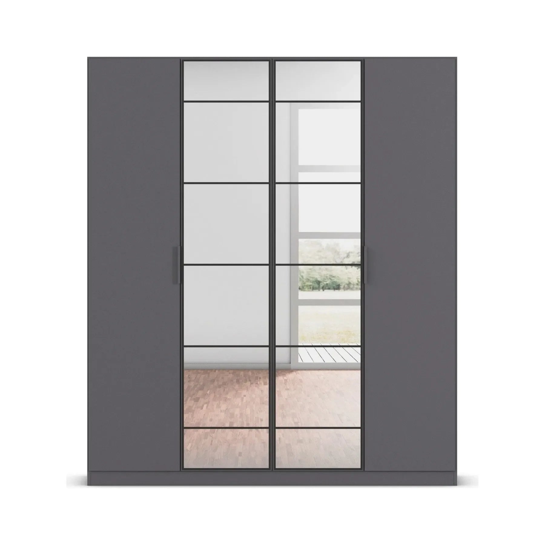 Ashworth 181cm 4 Door Hinged Wardrobe – Metallic Grey - Front view