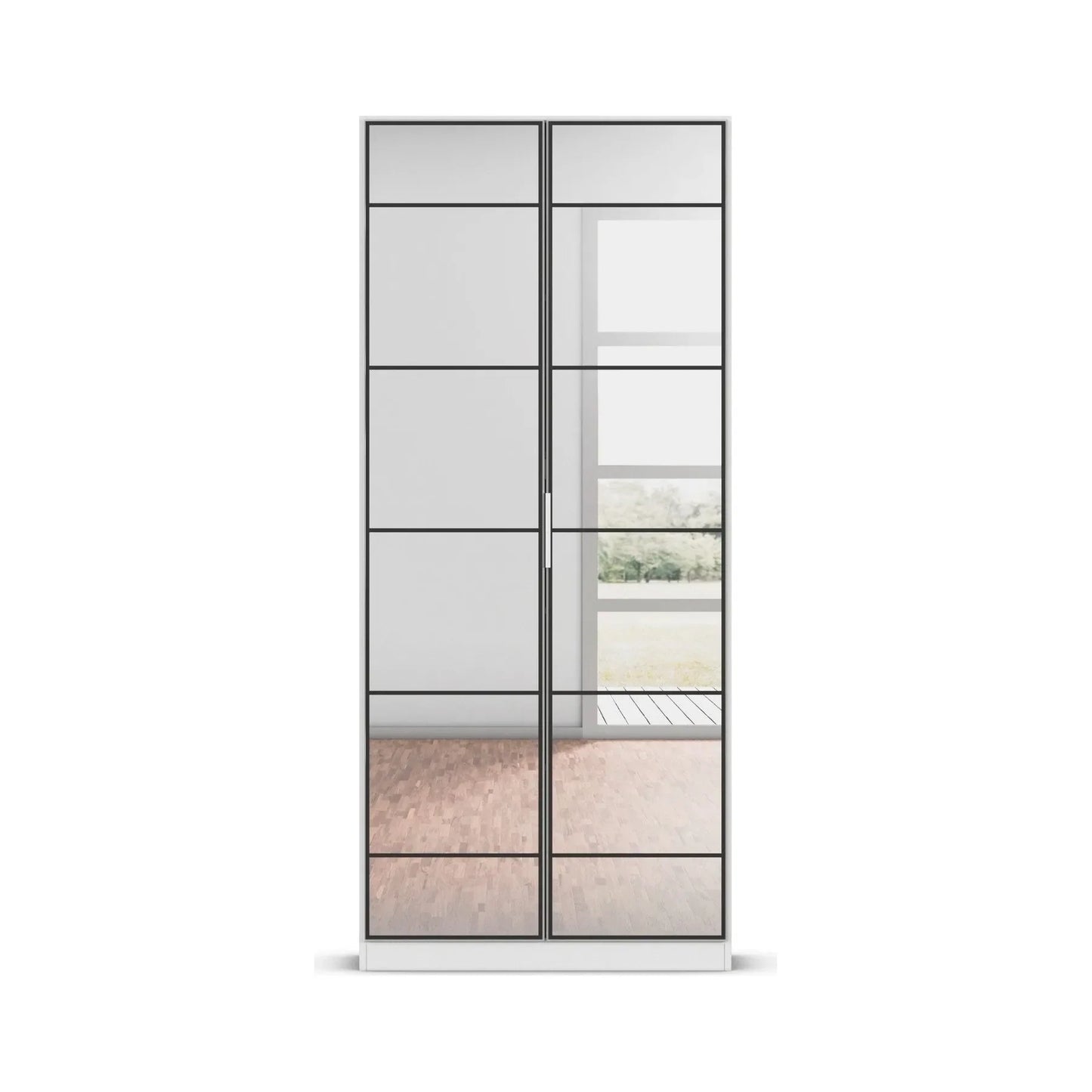 Ashworth Alpine White 2 Door Mirrored Hall Cupboard - Front View