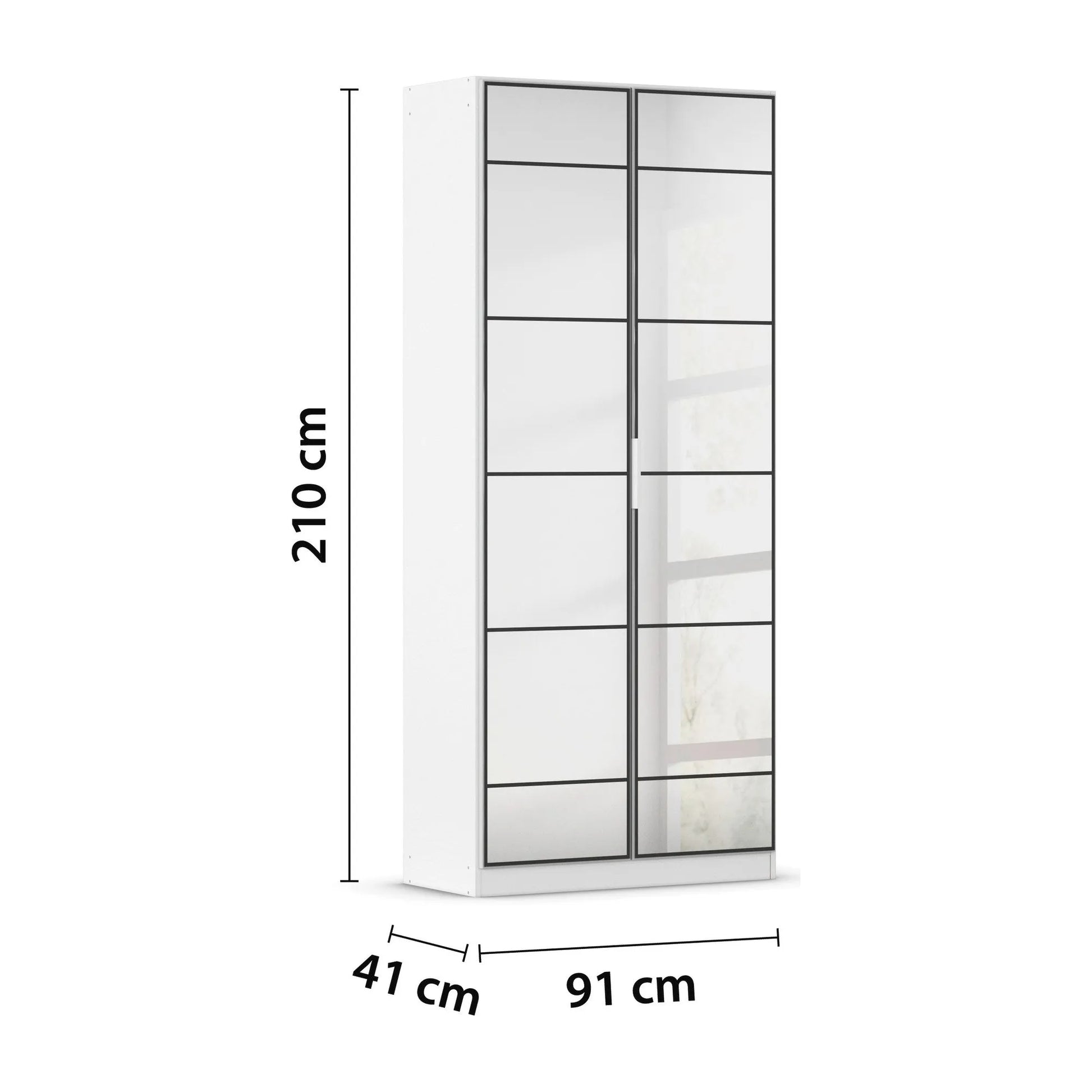 Ashworth Alpine White 2 Door Mirrored Hall Cupboard - Dimensions
