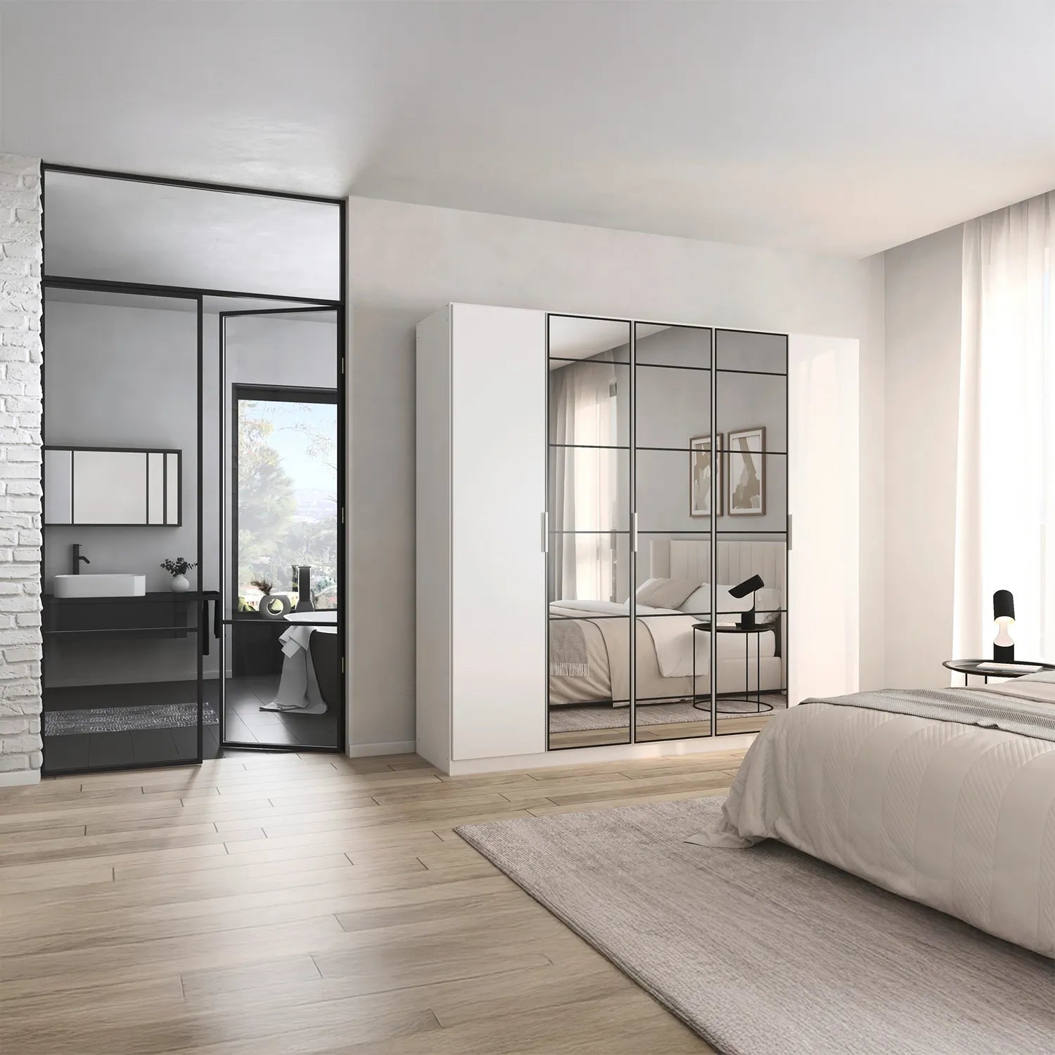 Ashworth Alpine White 226cm 5 Door Hinged Wardrobe - Styled in a Living Room