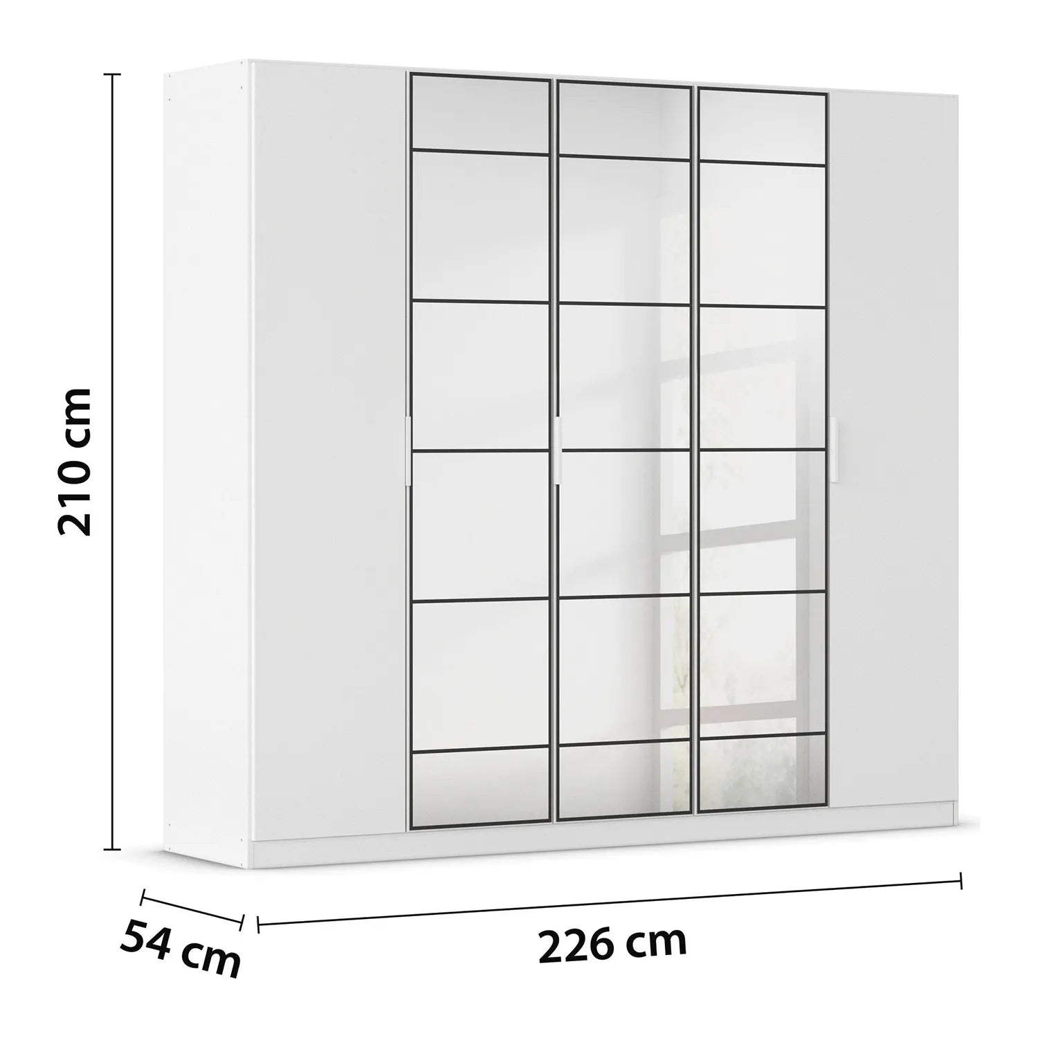 Ashworth Alpine White 226cm 5 Door Hinged Wardrobe - Dimensions