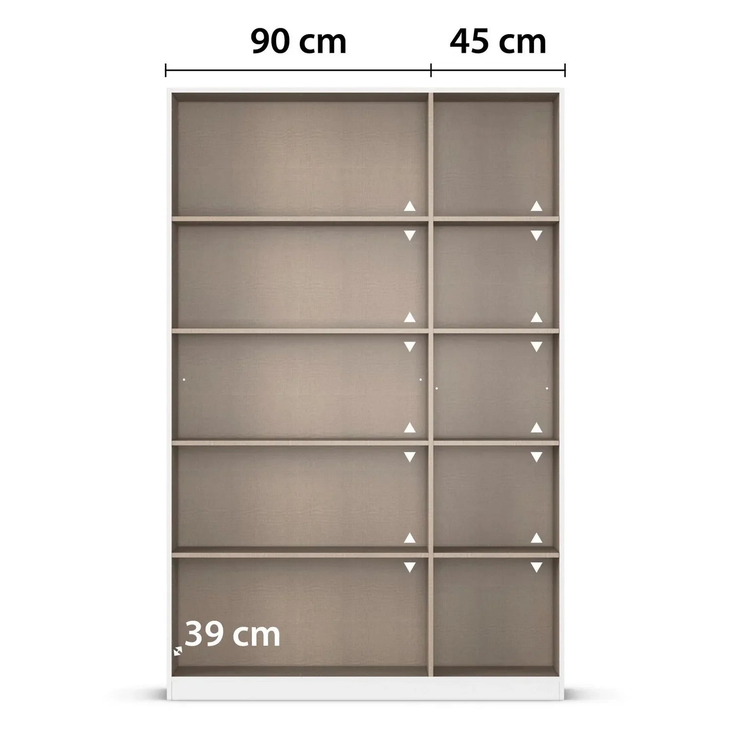 Ashworth Alpine White 3 Door Mirrored Hall Cupboard W136cm - Interior View With Dimensions