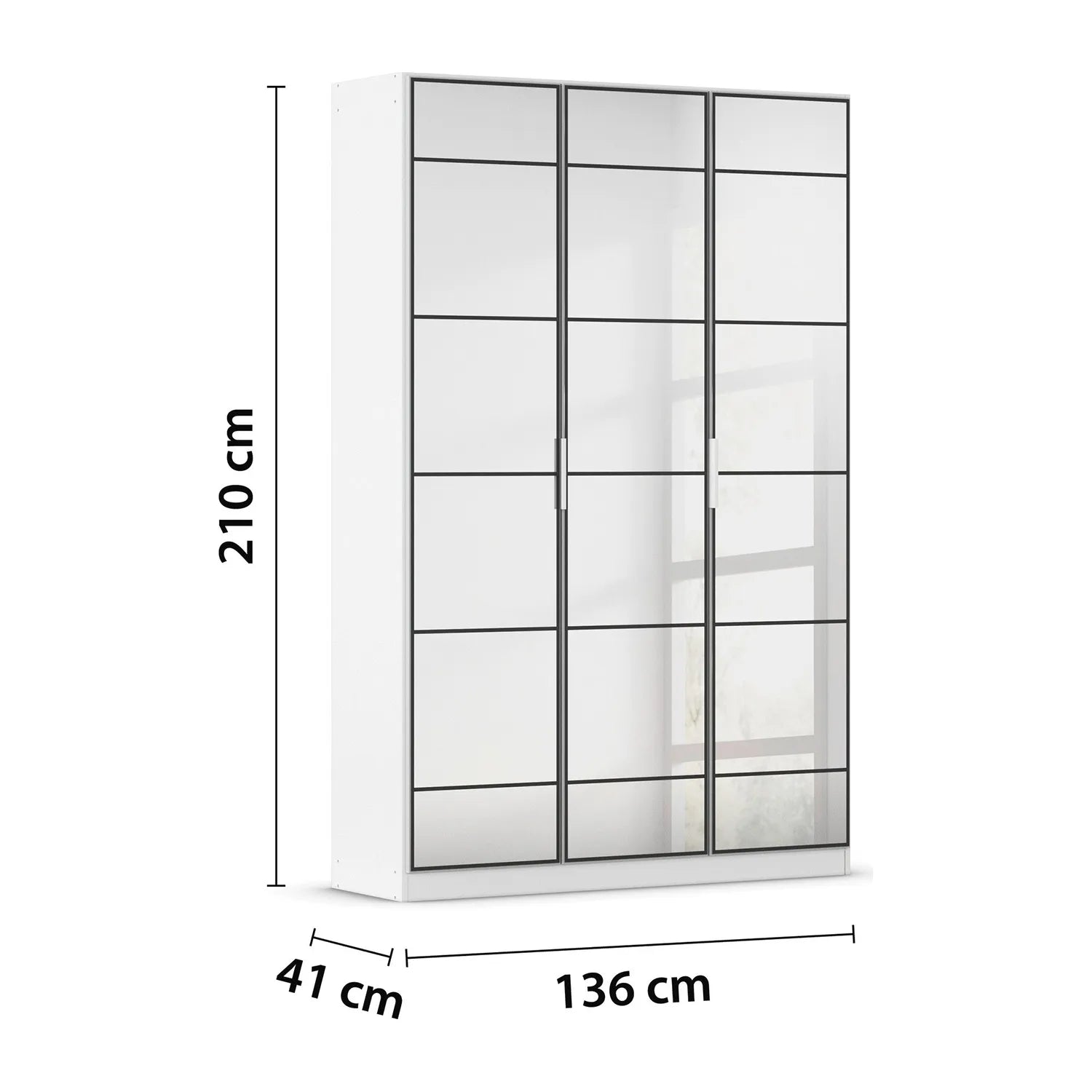 Ashworth Alpine White 3 Door Mirrored Hall Cupboard W136cm - Dimensions