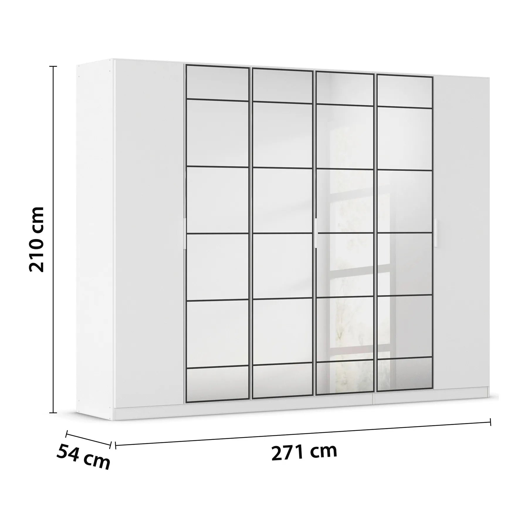 Ashworth Alpine White 6 Door Hinged Wardrobe - W271cm - Dimensions