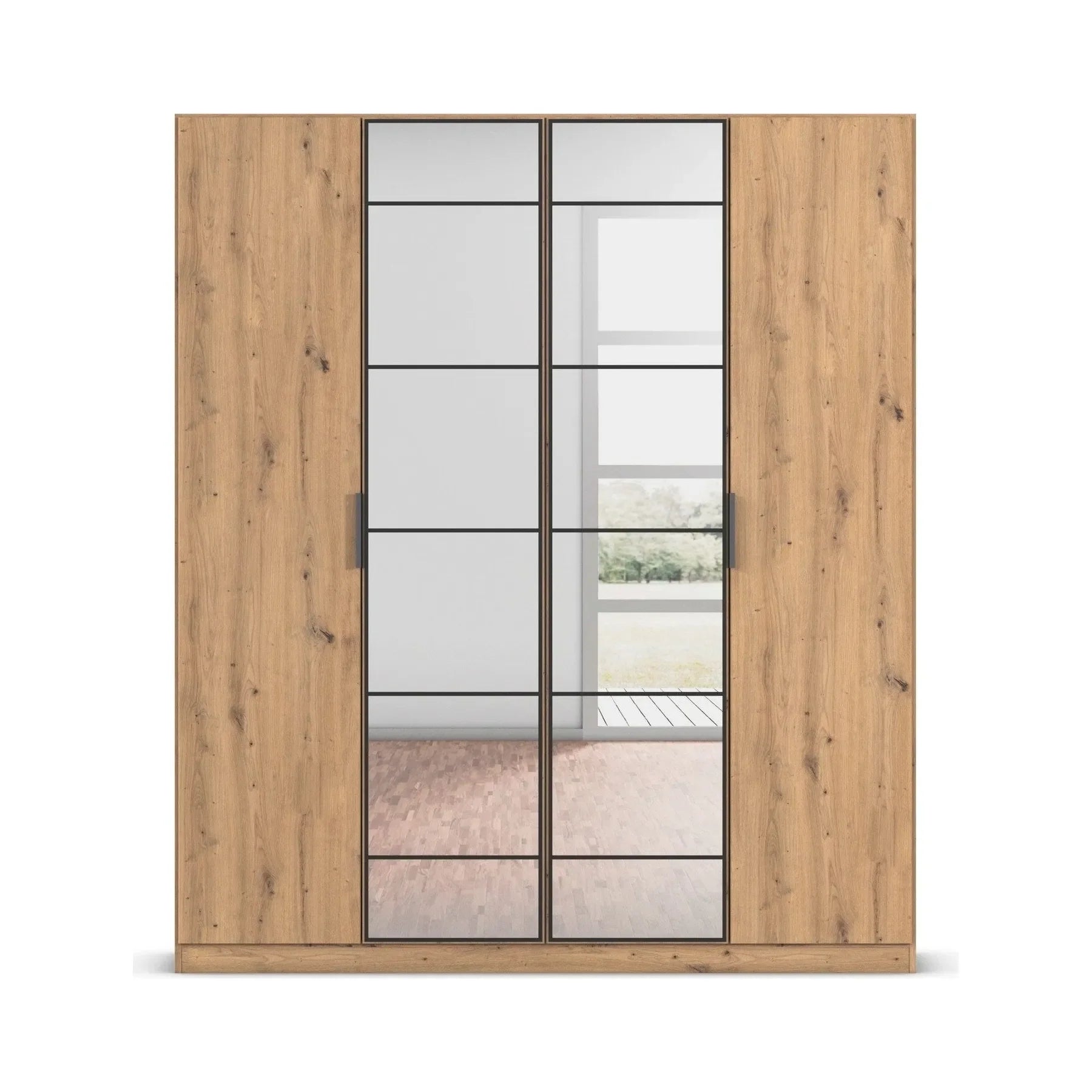 Ashworth Artisan Oak 181cm 4 Door Hinged Wardrobe - Front view
